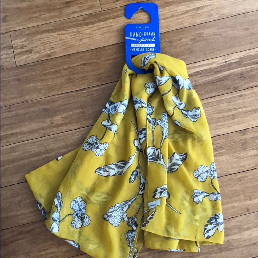 Joules yellow floral scarf new - Picture 1 of 4